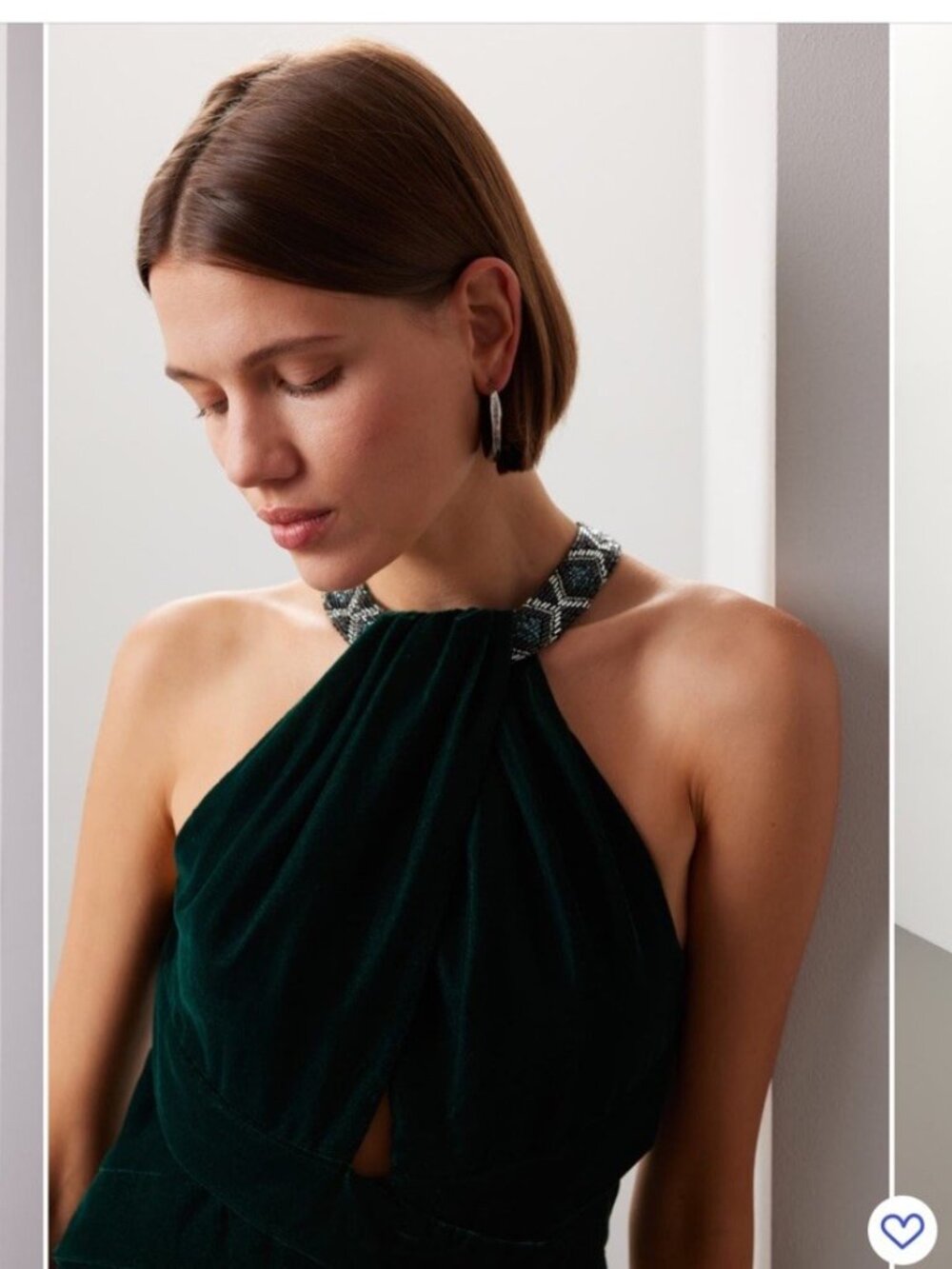 Lauren Ralph Lauren Women Size 14 Green Sleeveless Velvet Beaded Halter Gown NWT - Picture 3 of 14